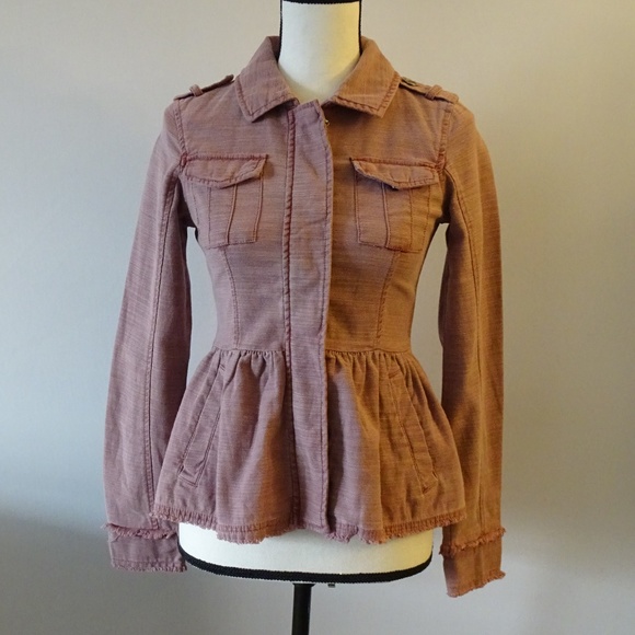 Maison Jules Jackets & Blazers - Maison Jules Cotton Mulberry Peplum Jacket New